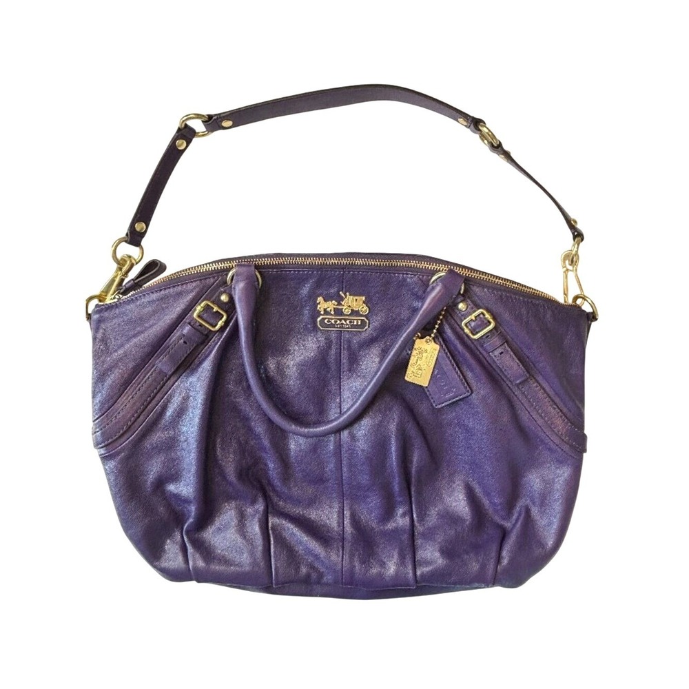 NWOT COACH Madison Sophia Purple Leather Satchel Shoulder Bag Rare Violet Large